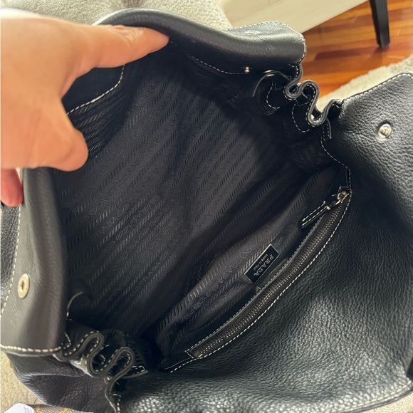 Vintage Prada black Leather Shoulder Handbag - Picture 12 of 14